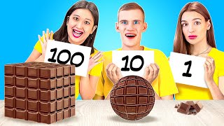 100 LAYERS FOOD CHALLENGE || Giant VS Tiny Food For 24 Hours by 123 Go! CHALLENGE