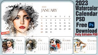 2023 Watercolor Calendar PSD Free Download || Nitesh GFX ||