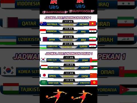 JADWAL PIALA ASIA U20 2023 PEKAN 1 #afc #afcu20