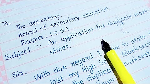 Duplicate marksheet application/ application for duplicate marksheet in English