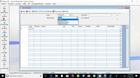 Adding stock.  Polosys ERP Software