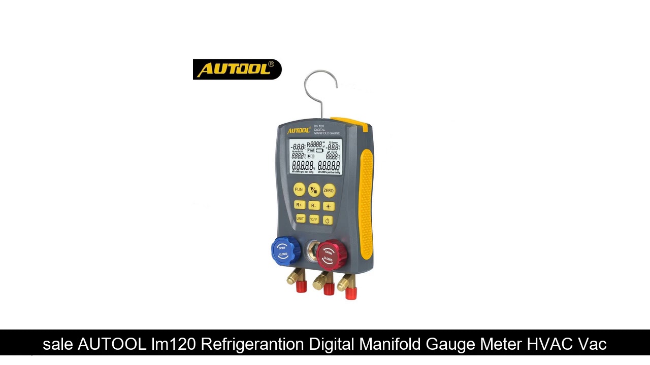 product review AUTOOL lm120 Refrigerantion Digital Manifold Gauge Meter