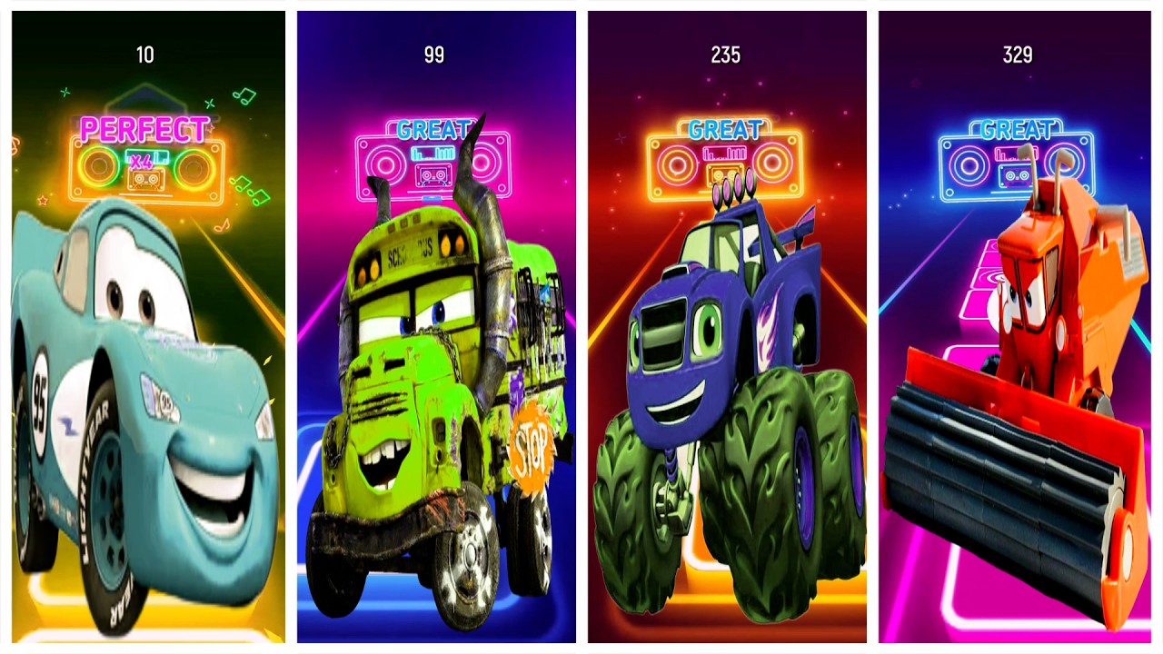 Miss Fritter VS Frank VS McQueen VS Blaze and the Monster Machine