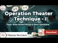 Operation Theater Technique – I | Topic-Wise Solved MCQs & Short Questions | PMF 1st Year