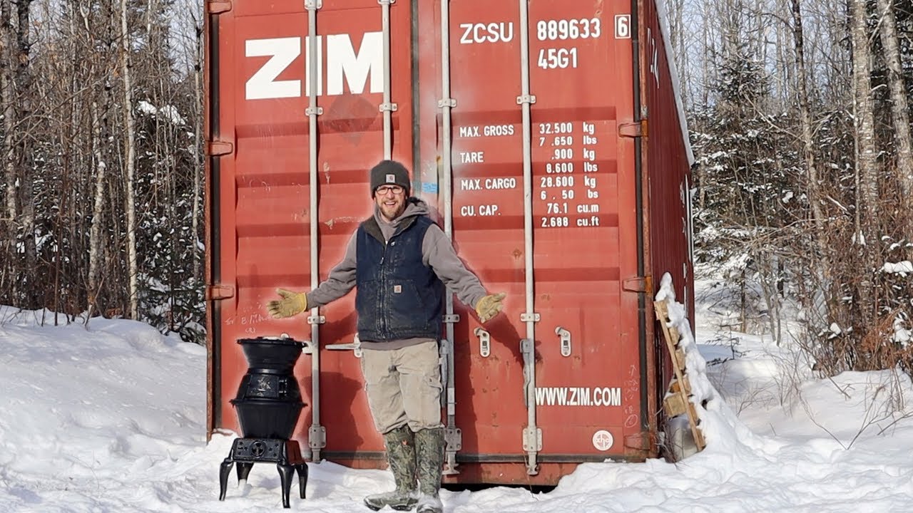 Restoring an OLD Cast Iron Pot Belly WOOD Stove to Heat our OFF-GRID  Shipping CONTAINER Cabin - YouTube