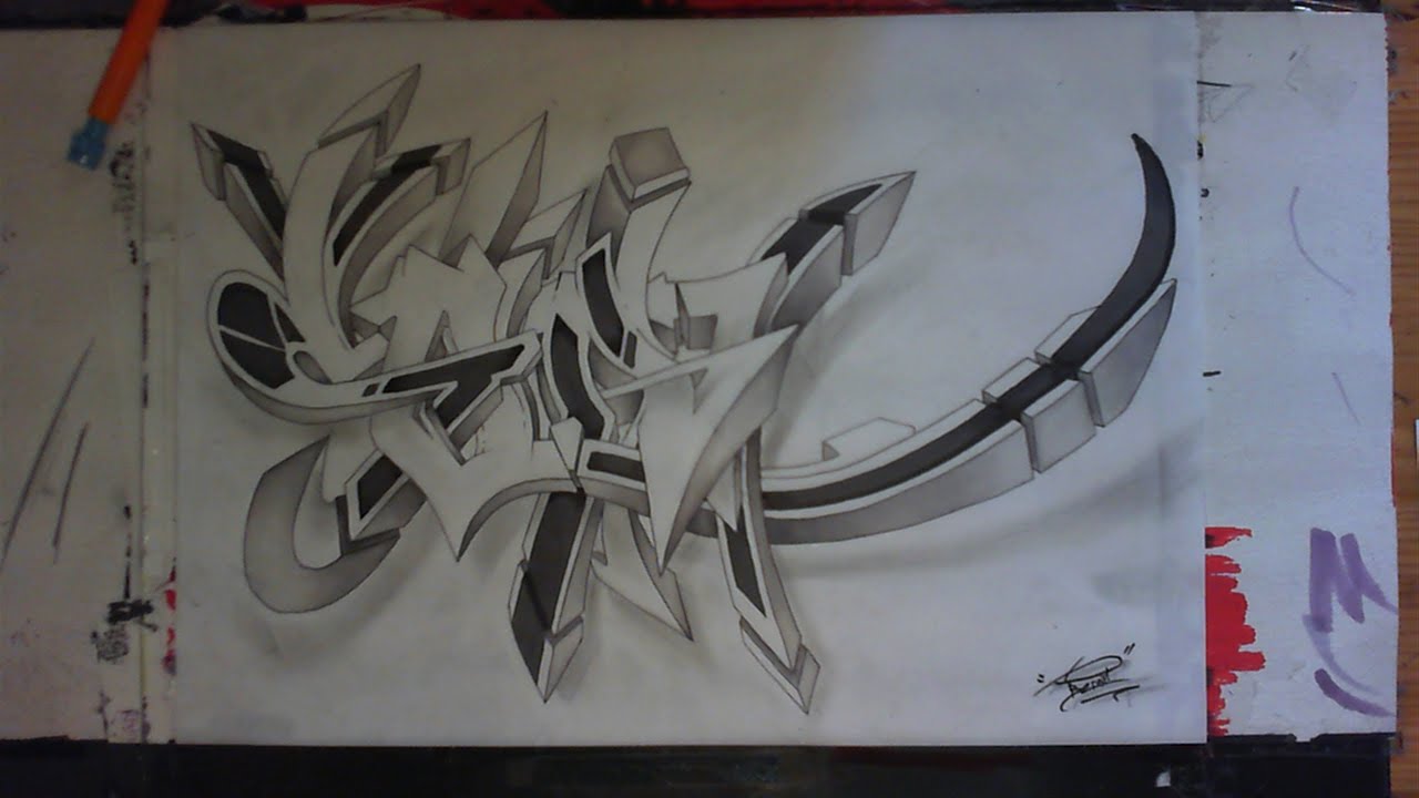 3D Wildstyle Graffiti Sketch Speed Drawing Sur Papier SOLAL HD