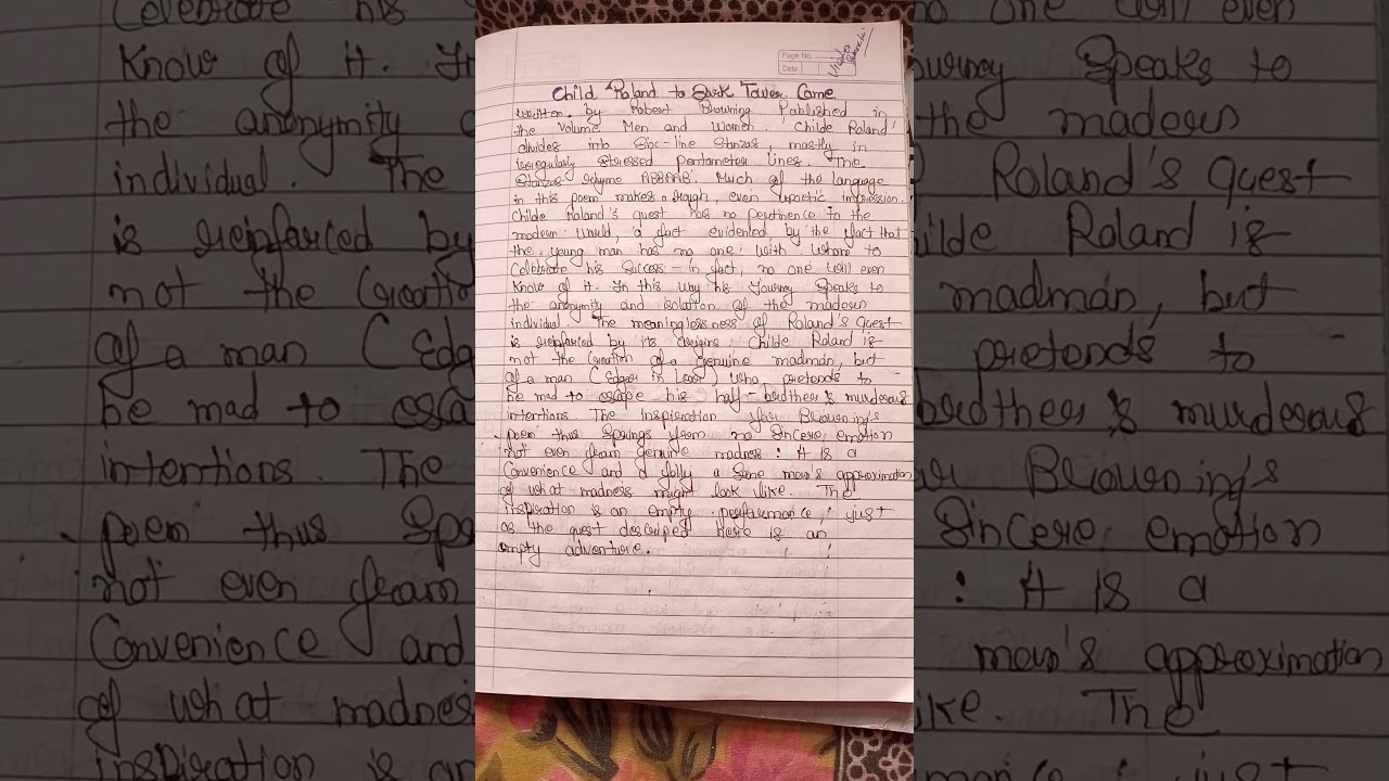 child Roland to dark tower came by Robert Browning