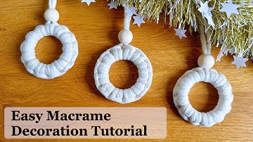 Macrame Christmas Ornament Tutorial | Beginner Step by Step Easy Christmas Wreath Decoration