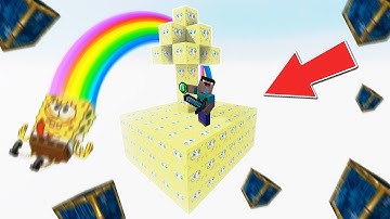 NOOB SURVIVAL on SPONGEBOB LUCKY BLOCK ISLAND in MINECRAFT!