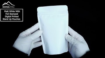 Matt White With Foil Stamped  Digital Printed Stand Up Pouches