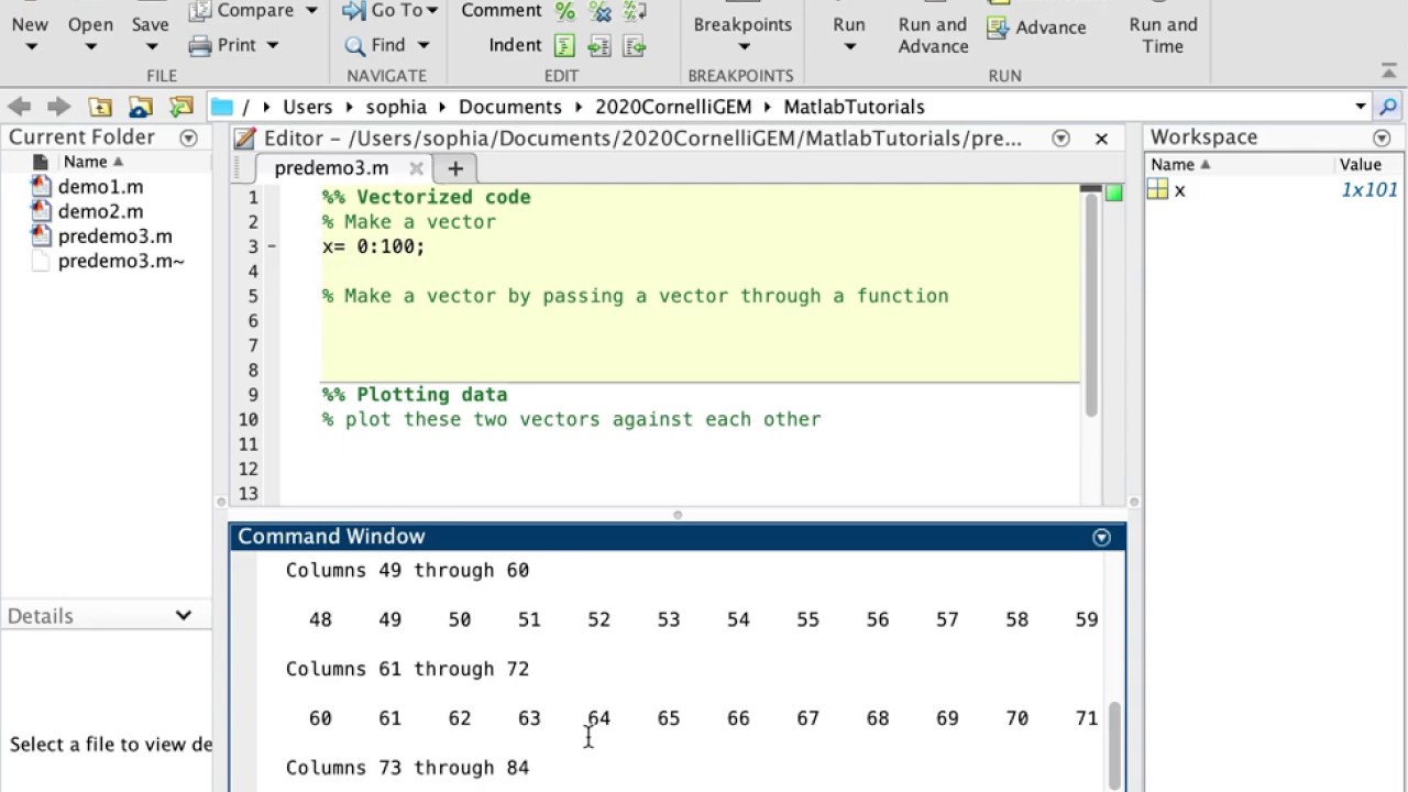 Vectors And Plotting In Matlab