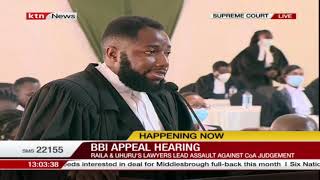 Lawyer Morara Omoke makes his BBI submission during the BBI appeal case hearing