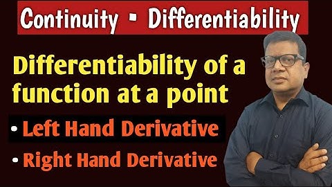 Differentiability of a function at a point | Left Hand Derivative | Right Hand Derivative | Class 12