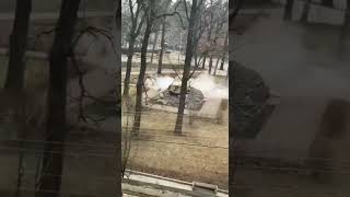 russians near Kiev - idioys attacking WWII monument