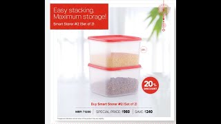 DETAILED INFORMATION ON TUPPERWARE|| SMART SAVER SQUARE DRY CONTAINER 2.25lt ||