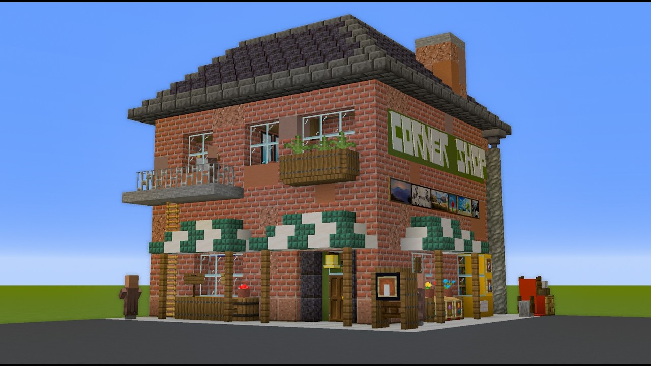 How to Build a Corner Shop in Minecraft | Step By Step Including ...