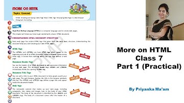 More on HTML, Creating a web page using HTML, Part 1, Chapter 6, Class 7, Computer, IT Planet, CBSE