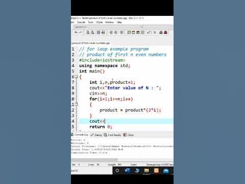 #61 C++ program to Calculate Product of first N Even Numbers | C++ ...