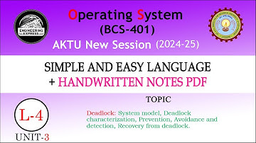 🟣OS|U-3|L-4| Deadlock: System model, characterization, Prevention, Avoidance &detection, Recovery.