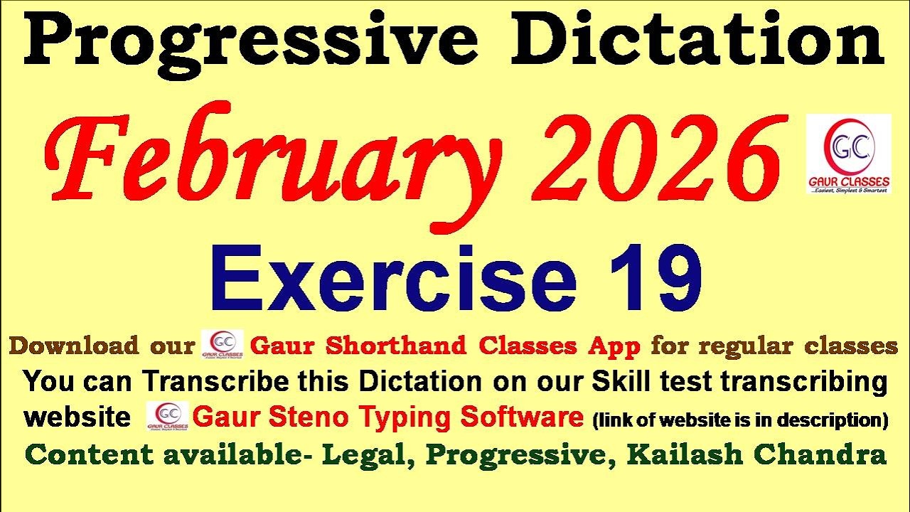 Progressive February 2026 Dictation 80 WPM 100 WPM || Gaur Shorthand Classes | SSC English Shorthand
