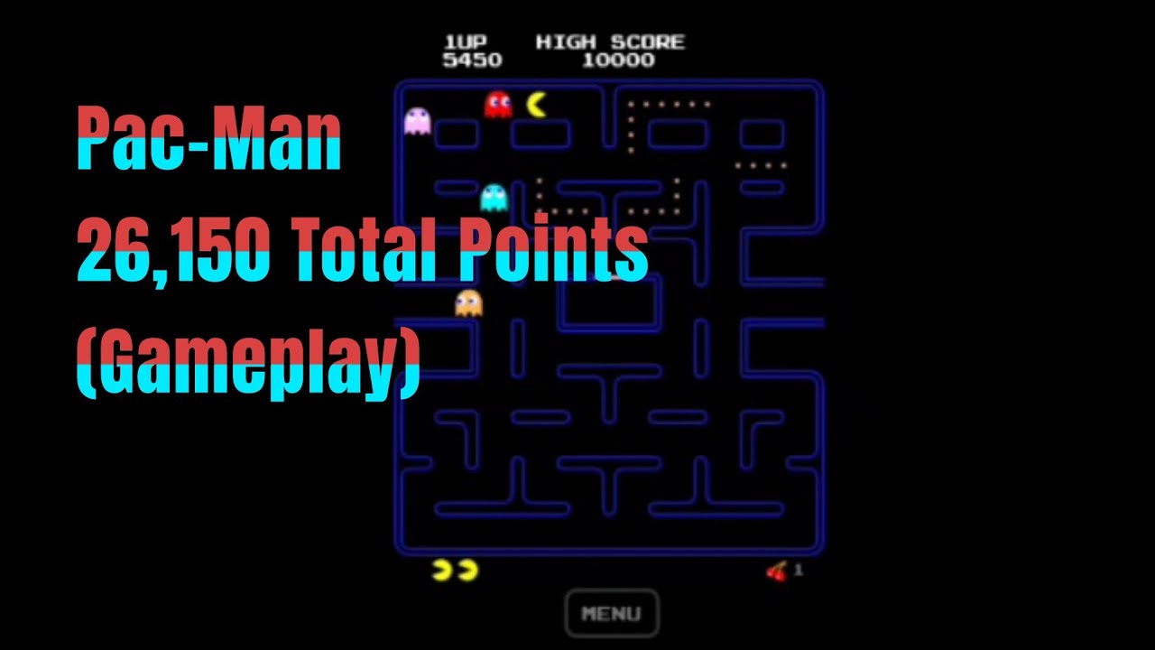Pac-Man Gameplay (1980 Midway (Namco)) 26,150 Total Points