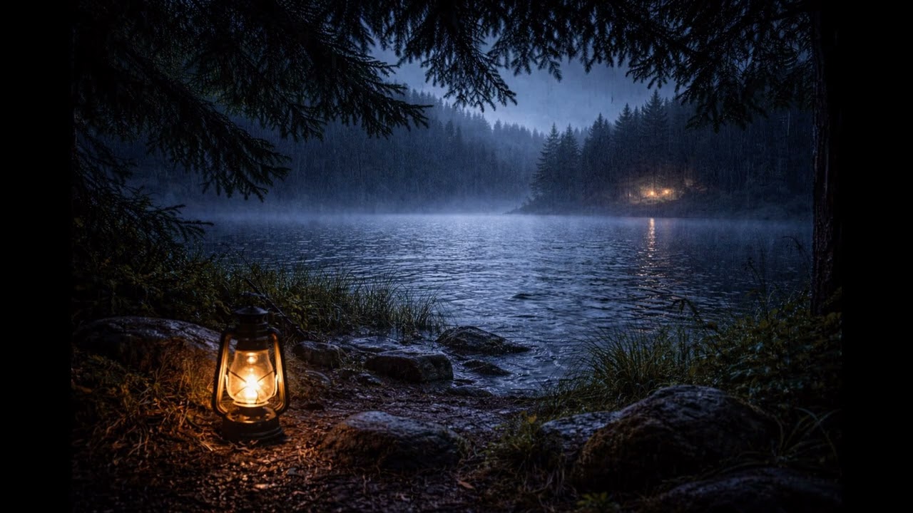 98% Fall Asleep with Heavy Rain Sounds at Night 🌧 Dark Lakeside  in 4K Ultra HD Audio White Nouse