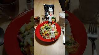 Crab Dish, Chz, Onion, Celery, Peas, Grn &amp; Blk Olives, Rotini Pasta, Zesty Ital Drs &amp; Mar 🌞 😋 #pasta