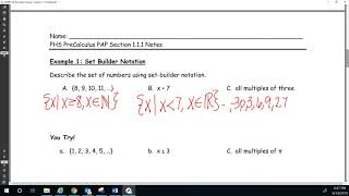 PHS PreCalculus PAP Section 1.1.1 Notes Part 2