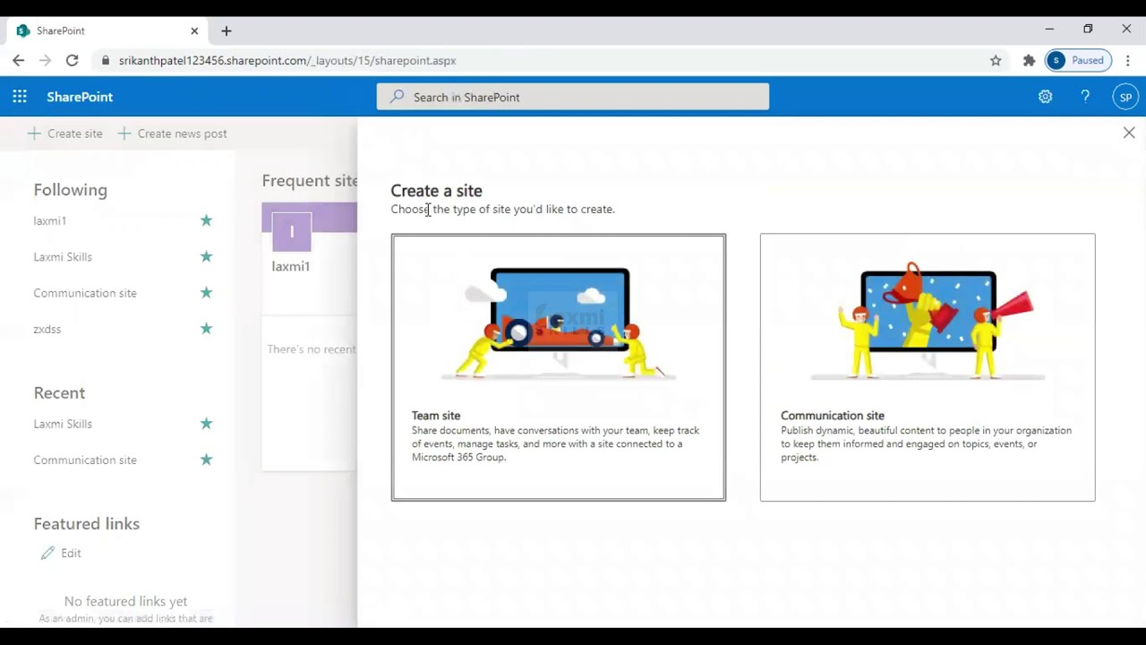 How to Create a Site in SharePoint Online - Beginner Tutorial Telugu ...