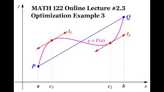 MATH 122 Lecture 2.3 More on Optimization