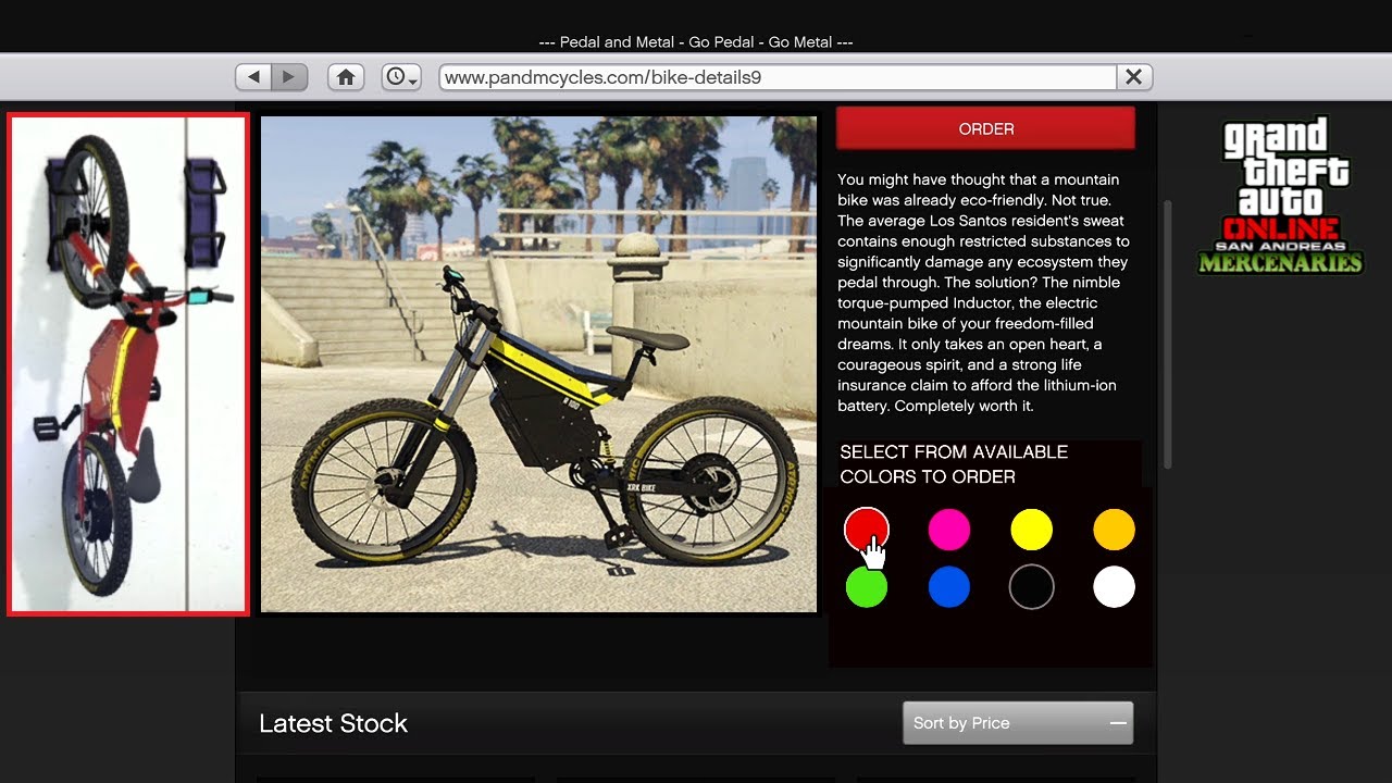GTA Online How to choose the color for Inductor E-Bike