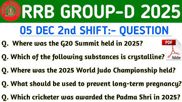 RRB GROUP D 05 DECEMBER 2ND SHIFT | TODAY GROUP D EXAM QUESTION PAPER | GROUP D EXAM REVIEW 2025