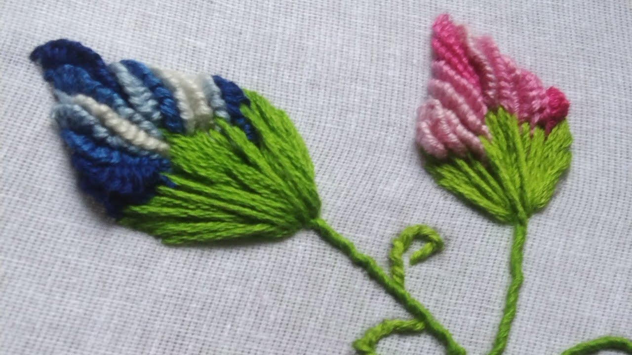 Hand EmbroideryRose buds flower (CastOn Stitch) YouTube