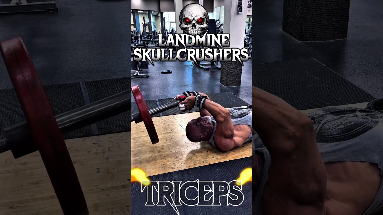 LANDMINE SKULLCRUSHERS FOR TRICEPS #triceps #workout #motivation #muscle #workouttips