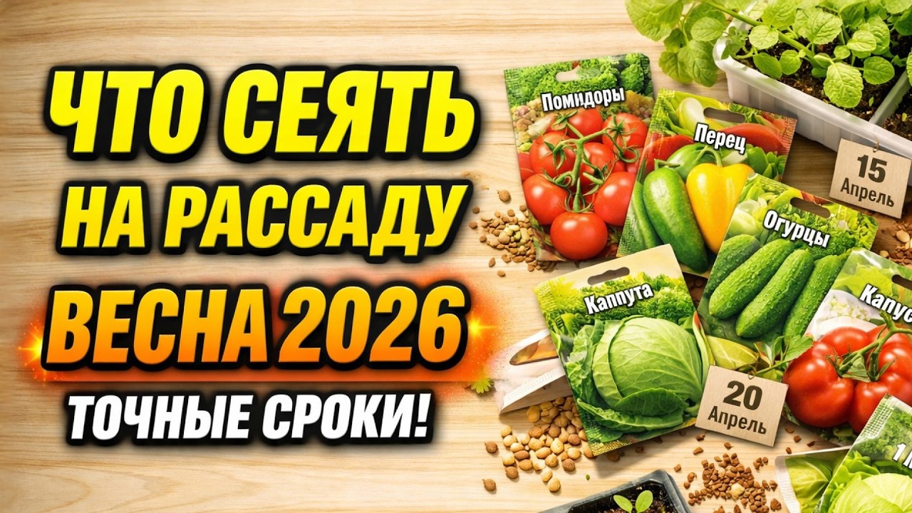 ЧТО СЕЯТЬ НА РАССАДУ ВЕСНОЙ 2026 — точные сроки для каждой культуры. Ошибки которые губят урожай