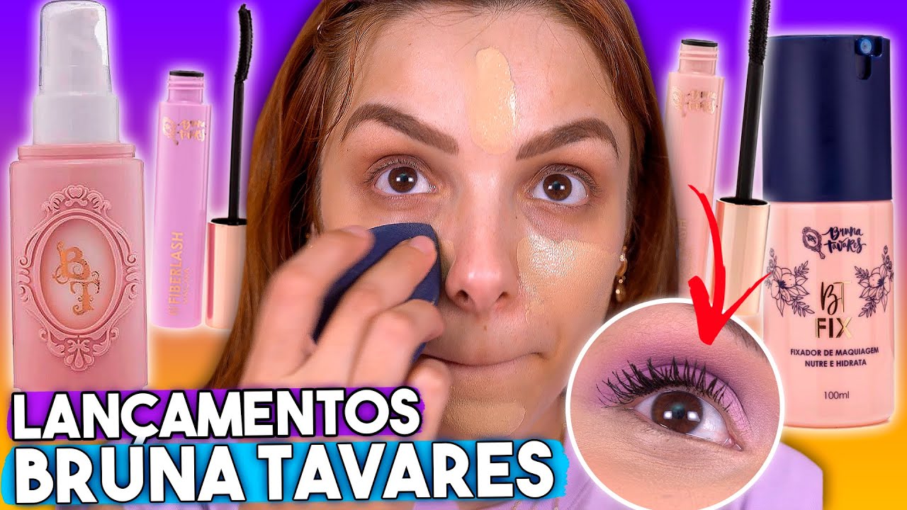 TESTEI TODOS os LANÇAMENTOS da BRUNA TAVARES! Fixador, BT Big Lash, Primer Hydra, BT Fiber Lash