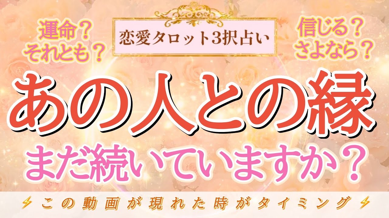 【恋愛タロット3択占い】運命…？深い縁を感じるあの人…まだこのご縁は続いていますか？疎遠、音信不通、サイレント…すべてに意味があったようです！／バランガン浜田らっこ