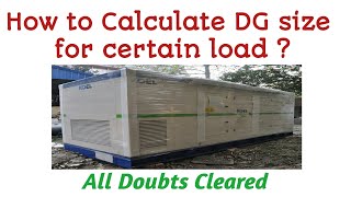 How to Calculate DG Size I Diesel Generator Rating Capacity l Diesel Generator Load Calculation