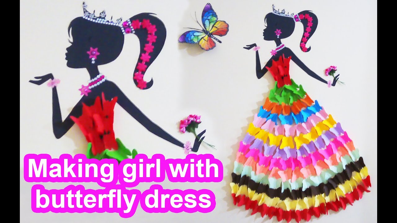 DIY Room Decor Ideas Making Girl with butterfly dress Wall decor