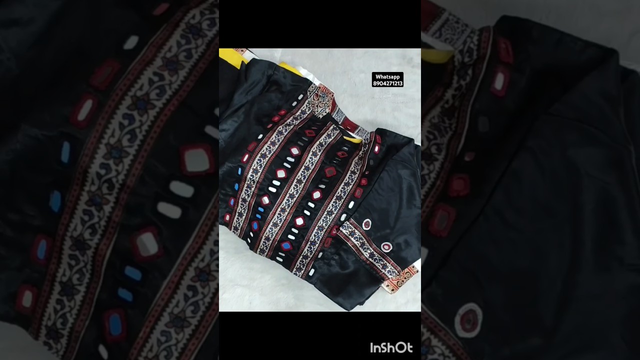 Mashru silk stitched blouses with authentic ajrakh print and mirror work. 