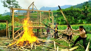 The unfortunate girl's lovely bamboo house was destroyed | Lý Thị Mẩy Kun