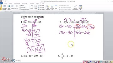 Algebra II 1.1 Solving Linear Equations Video