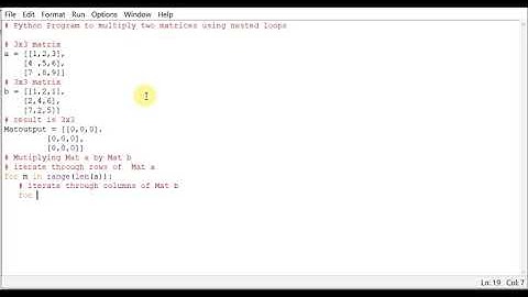 Python Program to multiply two matrices using nested loops
