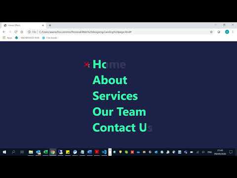 Landing page Text typing Menu effect while Hovering HTML & CSS