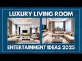 Luxury Living Room Entertainment Ideas 2025 | Chic Media Wall Design | Comfortable Seating Trends