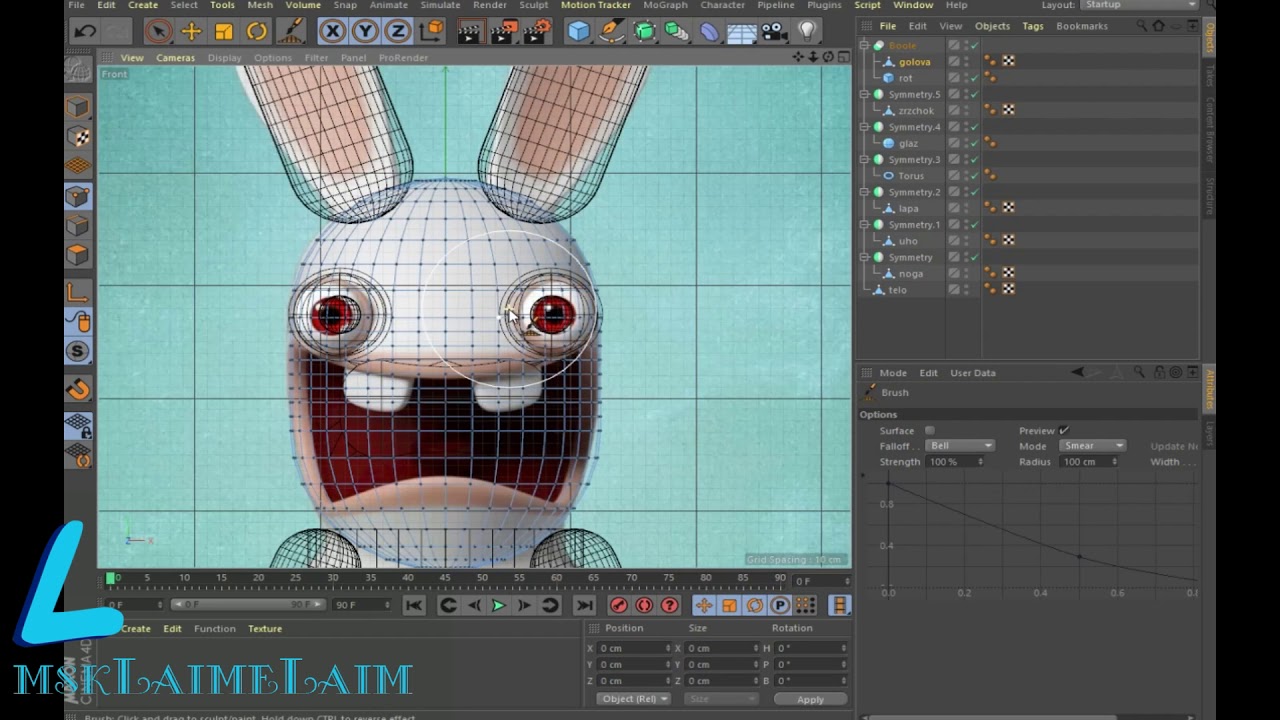 Simulation of a character from the cartoon Rabbids Invasion С4D ...