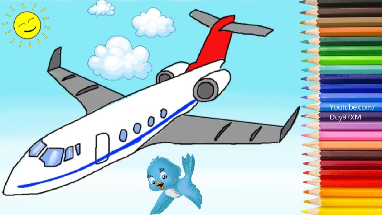 Hướng dẫn vẽ toàn cảnh máy bay hạ cánh  YouTube