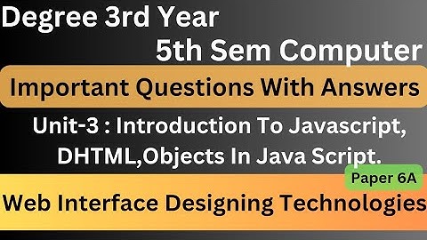 Degree 5th Sem BSc Computer Paper 6A Important Questions With Answers *unit-3* #bsccomputerscience