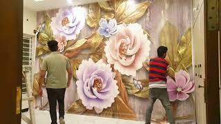 how to install flex wallpaper step by step | 3d wallpaper new design for bedroom | 3d wallpaper screenshot 4