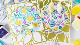 Shiny Backgrounds & Floral Print Circle stenciling - with Anett